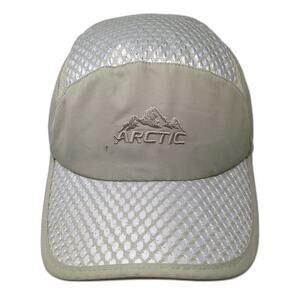 Arctic 5 Panel Hat Beige Silver OS Adjustable Mesh Embroidered Performance